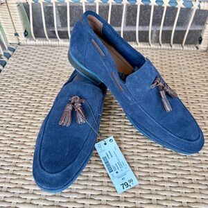 Men's Blue Suede Tassel Loafers